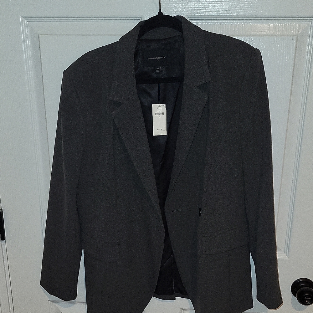 Banana Republic Gray Blazer Modern Professional Cut